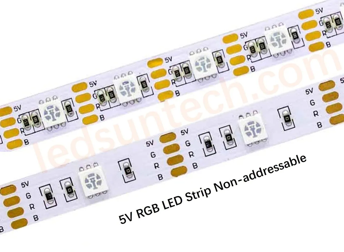 5v rgb led strip non addressable